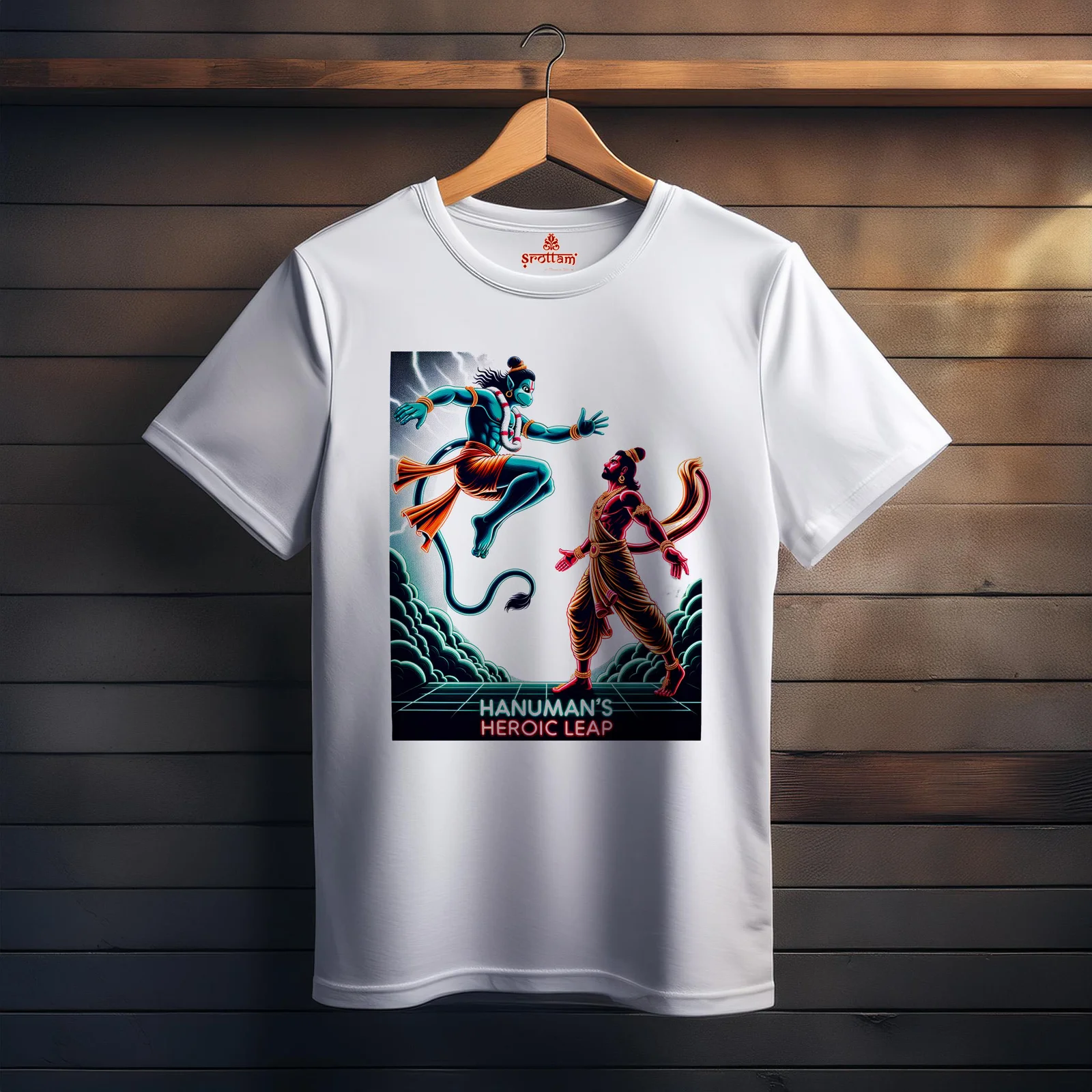 Hanuman – The Heroic Leap | Premium Bio-washed Cotton T-shirt product image