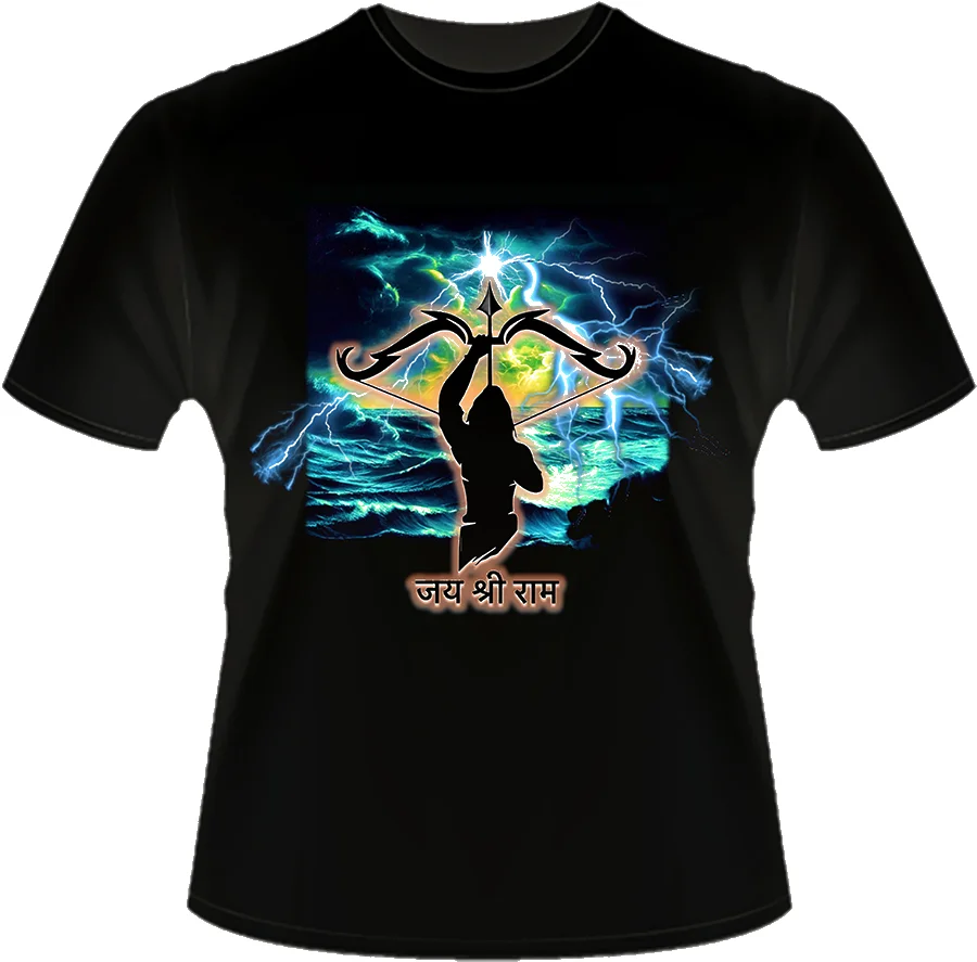 Ram vs The Ocean | Pure Cotton Bio-washed Black Regular T-shirt product image
