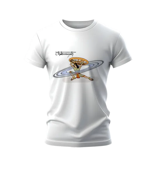 Abhimanyu – Chakravyuh | Pure White Premium Bio-Washed Cotton Regular fit T-shirt