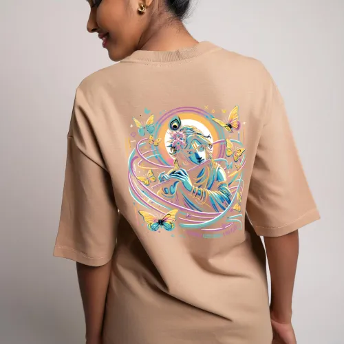 Krishna – Celestial Flute | Oversized Premium Bio-Washed Cotton Drop Shoulder French Terry | Anime I