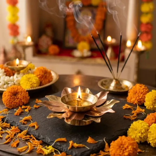 Premium Lotus Flower Brass Diya – Decorative Traditional Oil Lamp for Diwali & Pooja