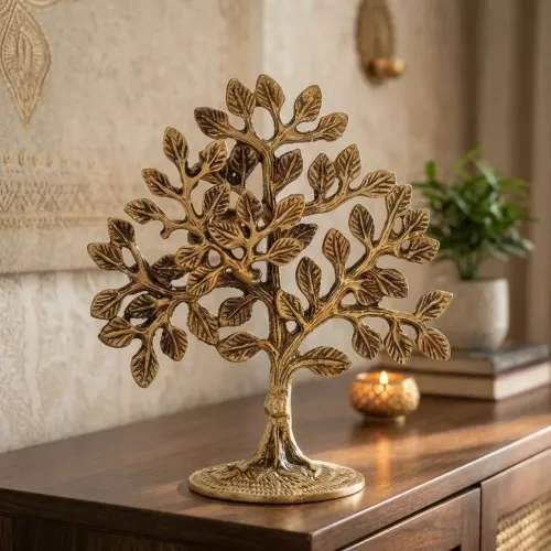 Antique Gold Tree of Life Metal Decorative Showpiece for Home & Office Décor