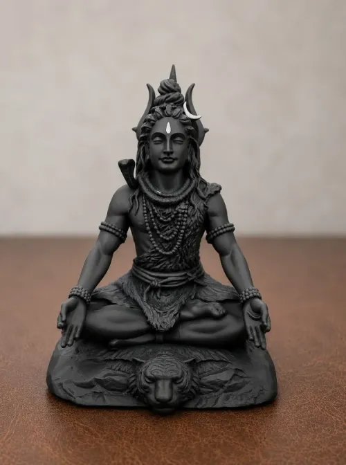 Meditating Lord Shiva Idol with Matte Black Finish for Home, Office & Meditation Decor
