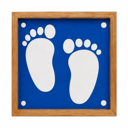 Krishna Pada Kolam Rangoli Stencil Wooden, 5x5 Inches, Pack of 1