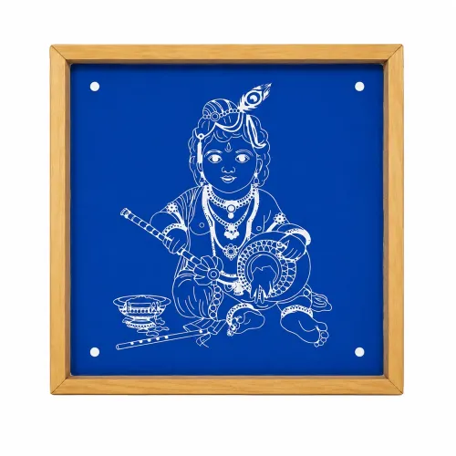Krishnan Rangoli Design Stencil Wooden 10x10 Inches Pack of 1