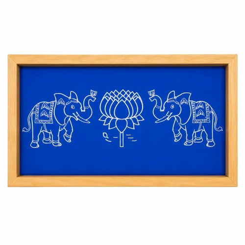 Elephant with Lotus Rangoli Stencil Wooden, 1 Piece (9x5 Inches)