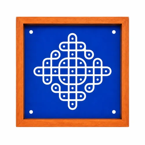 Kambi Kolam Rangoli Stencil Wooden, 5x5 Inch, Pack of 1