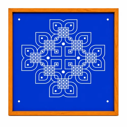 Rangly Padi Kolam Model 1 Rangoli Stencil Wooden 10x10 Inches Pack of 1