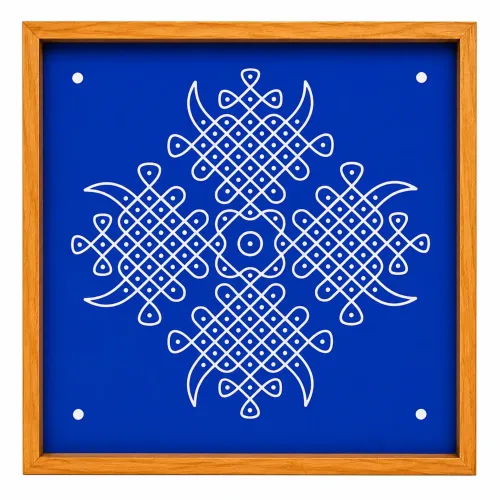 Kambi Kolam Model 1 Rangoli Stencil Wooden 10x10 Inches Pack of 1 Piece