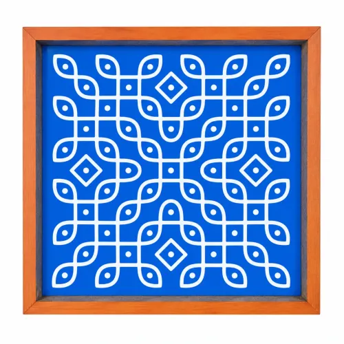Kambi Kolam Model 2 Wooden Rangoli Stencil 10x10 Inch, Pack of 1