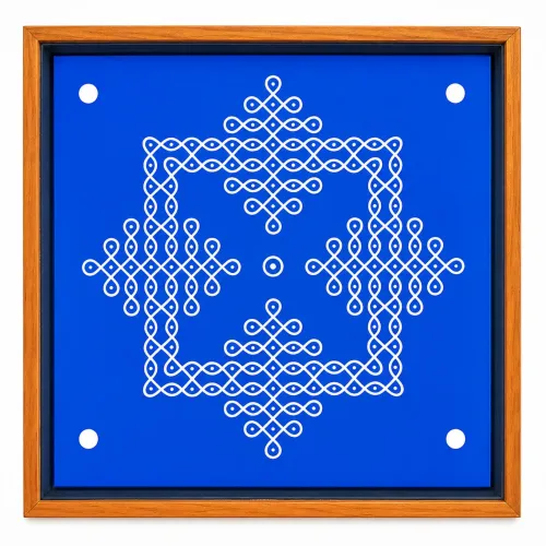 Kambi Kolam Model 4 Rangoli Stencil Wooden 10x10 Inches Pack of 1