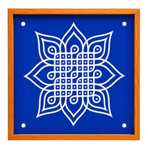 Kambi Kolam Model 7 Rangoli Wooden Stencil 10x10 Inches Pack of 1