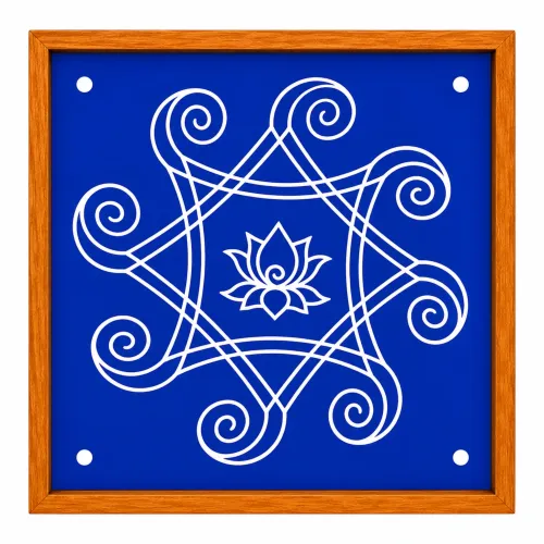Iyengar Padi Kolam Rangoli Stencil Model 2 Wooden 10x10 Inches Pack of 1