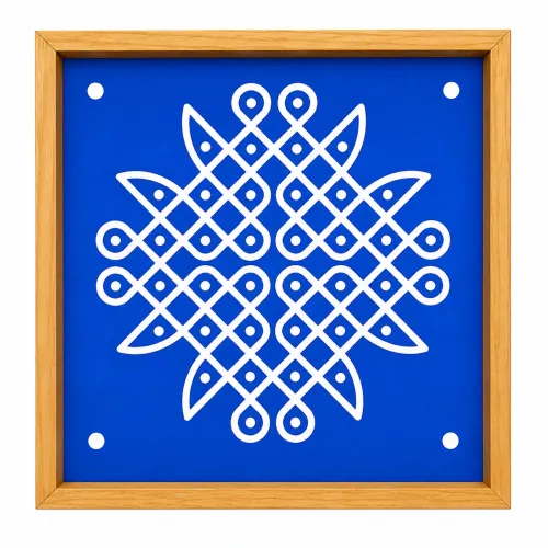 Kambi Kolam Model 6 Rangoli Stencil Wooden 10x10 Inches Pack of 1