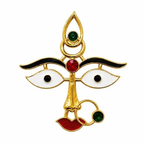 Rangly Gold Plated Devi Face Ornament for Coconut Kalasam & Pooja (4 Inch)