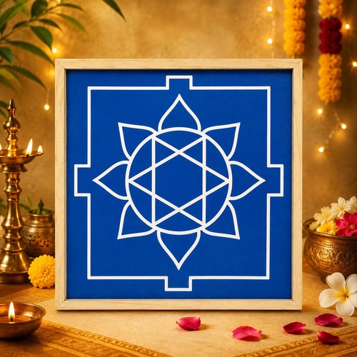 Rangly Ganesh Mandal Wooden Rangoli Stencil 13x13 In | Kolam for Pooja Room