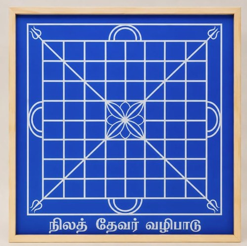 Rangly Nila Devar Valipadu Mandala Yantra, Wooden Stencil 13x13in for Pooja