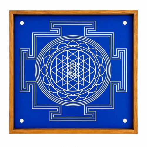 Rangly Tripurasundari Mandala Yantra, Wooden Stencil 13x13in for Pooja Room