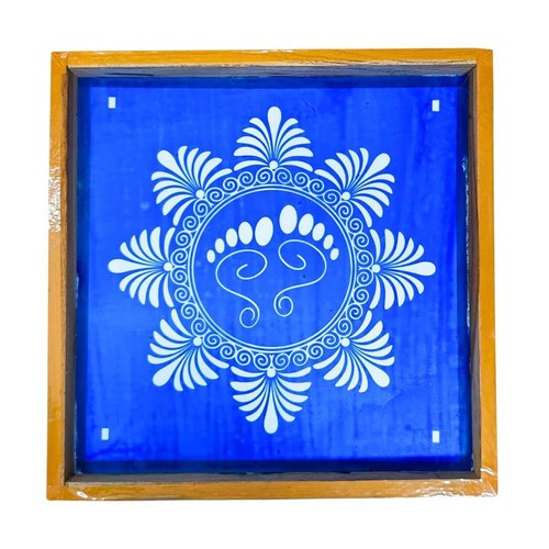 Rangly Lakshmi Padam Wooden Rangoli Stencil 10x10 Inch for Pooja