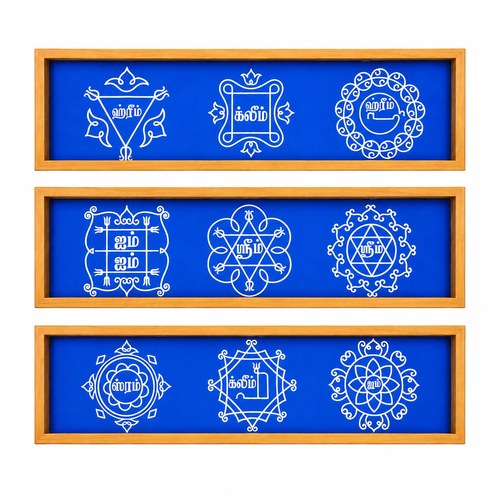 Rangly Navagraha Kolam Tamil Combo Border Rangoli Stencil 17x5in Pooja Room