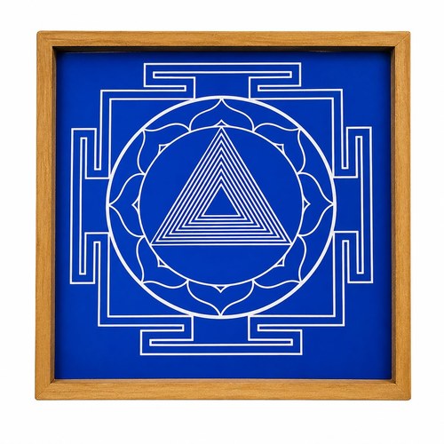Rangly Tripura Bhairavi Mandala Yantra, Wooden Stencil 13x13in for Pooja