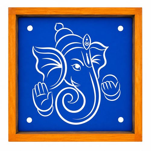 Ganesha Rangoli Kolam Stencil Wooden 5x5 Inch Pack of 1