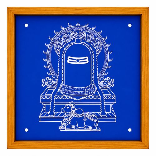Shivling with Nandi Rangoli Stencil Wooden 5x5 Inches Pack of 1