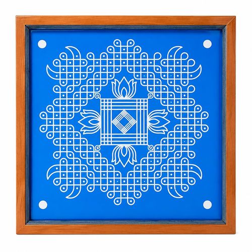 Kambi Kolam Model 3 Rangoli Stencil Wooden 10x10 Inches Pack of 1