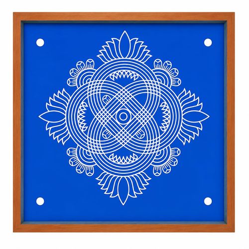 Padi Kolam Model 3 Wooden Rangoli Stencil 10x10 Inch, Pack of 1