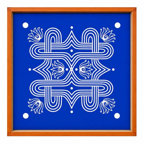Rangly Padi Kolam Model 4 Rangoli Stencil Wooden 10x10 Inches Pack of 1