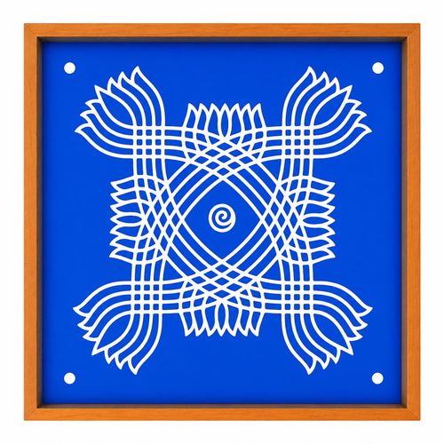 Padi Kolam Model 6 Wooden Rangoli Stencil 10x10 Inch, Pack of 1