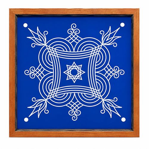 Iyengar Padi Kolam Rangoli Stencil Model 5 Wooden 10x10 Inches Pack of 1