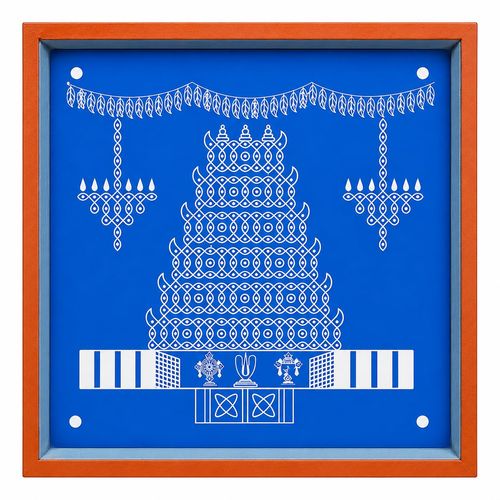 Temple Gopuram Kolam Rangoli Stencil Wooden 10x10 Inches Pack of 1
