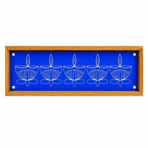 Lotus Agal Diya Border Rangoli Wooden Stencil 17x5 Inches Pack of 1