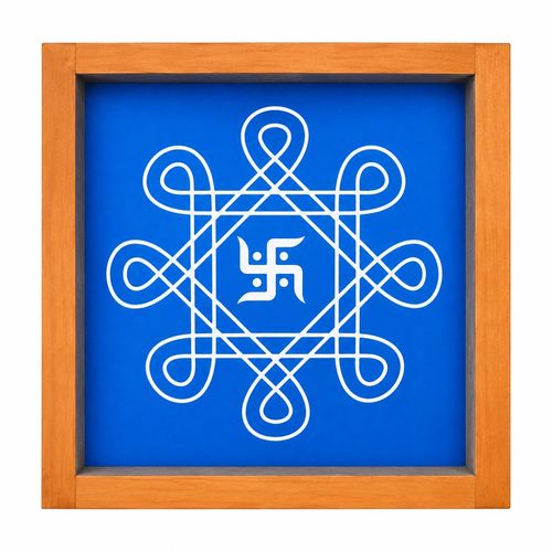 Swastik Rangoli Stencil Wooden 5x5 Inches Pack of 1