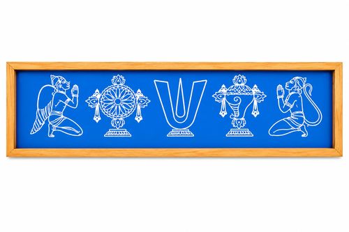 Shankh Chakra Namah Hanuman and Garuda Border Wooden Stencil 17x5 Inches, Pack of 1