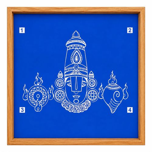 Tirupati Balaji Face Rangoli Stencil Wooden 10x10 Inches Pack of 1