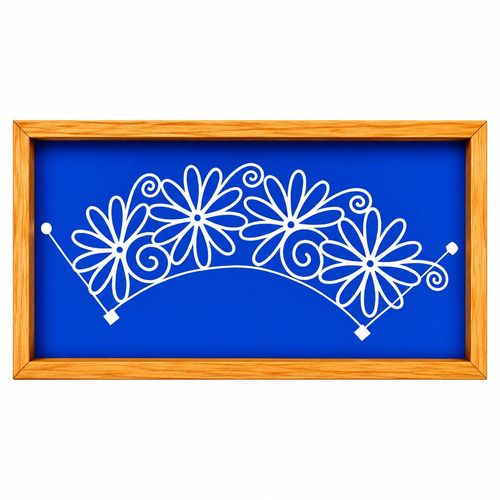 Semi Curved Flower Rangoli Stencil Wooden 9x5 Inches Pack of 1