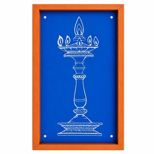 Kuthu Vilakku Rangoli Stencil Wooden 9x5 Inches Pack of 1