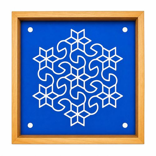 Star Pulli Kolam Rangoli Stencil Wooden 5x5 Inches Pack of 1