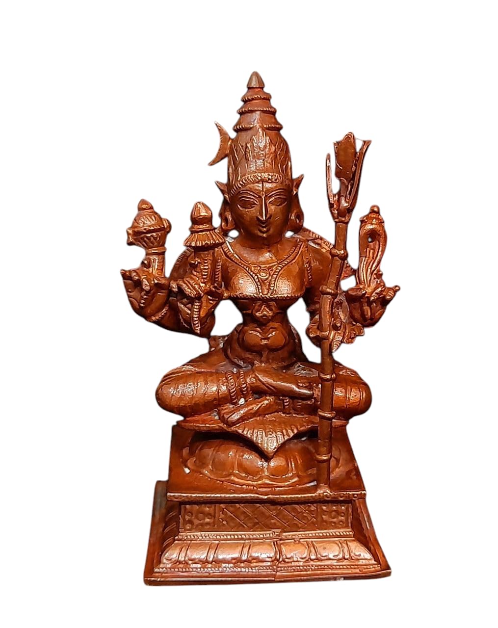 Brownish-Orange Copper God Idols Raja Rajeshwari, 4 Inches 415 Gram, Patina Antique Finish, Pack Of 1 Piece