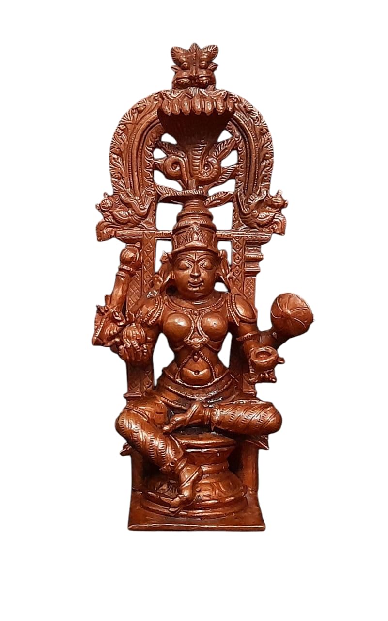 Brownish-Orange Copper Idols Indiaby, 5.5 Inches, Handmade Kohalpur Lakshmi Idol With, 482G, Patina Antique Finish, Pack Of 1 Piece