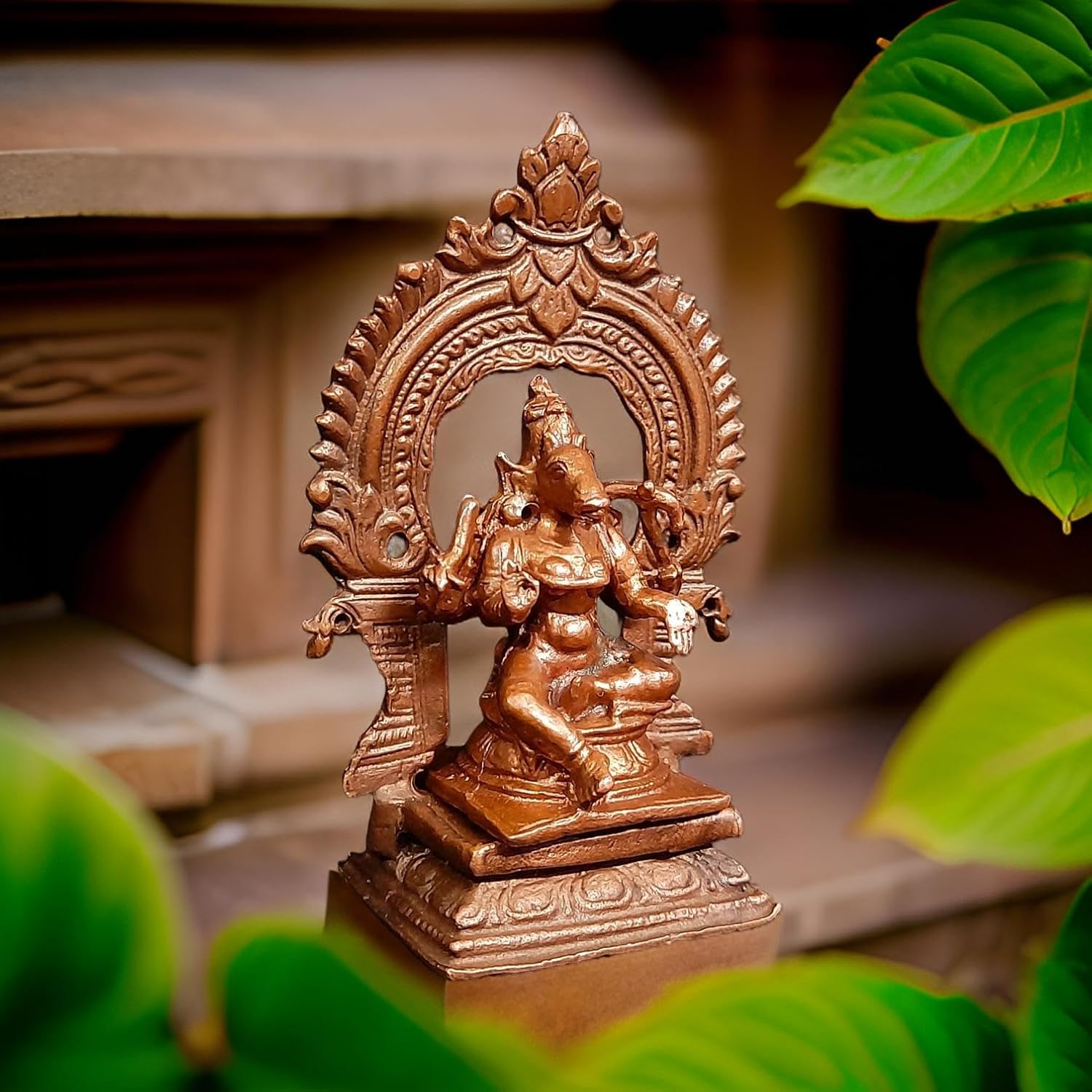 Brownish-Orange Copper Idols India, Handmade Goddess Varahi Idol With Prabhavalli 3 Inches, 135G, Pack Of 2 Piece