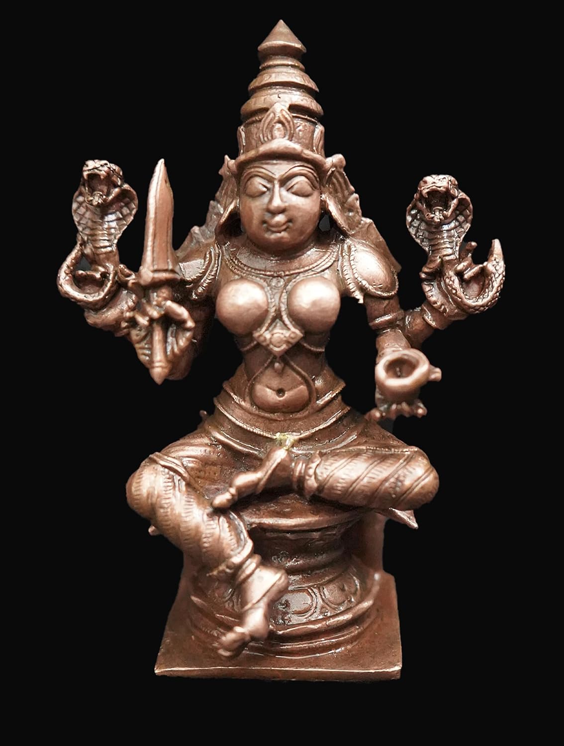 Brownish-Orange Copper Idols Of God Amman 4 Inches, 380G, Patina Antique Finish, Pack Of 1 Piece