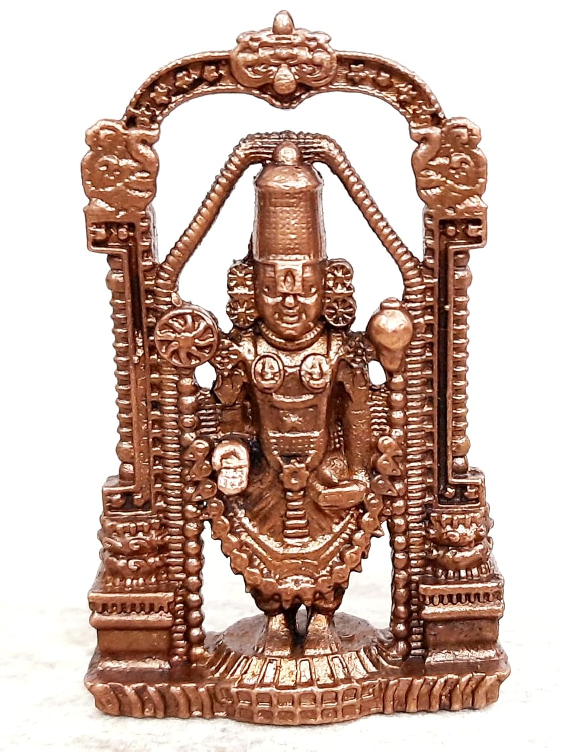 Brownish-Orange Copper Idols India, 2.3 Inches, Handmade Lord Balaji, 50G, Patina Antique Finish, Pack Of 1 Piece