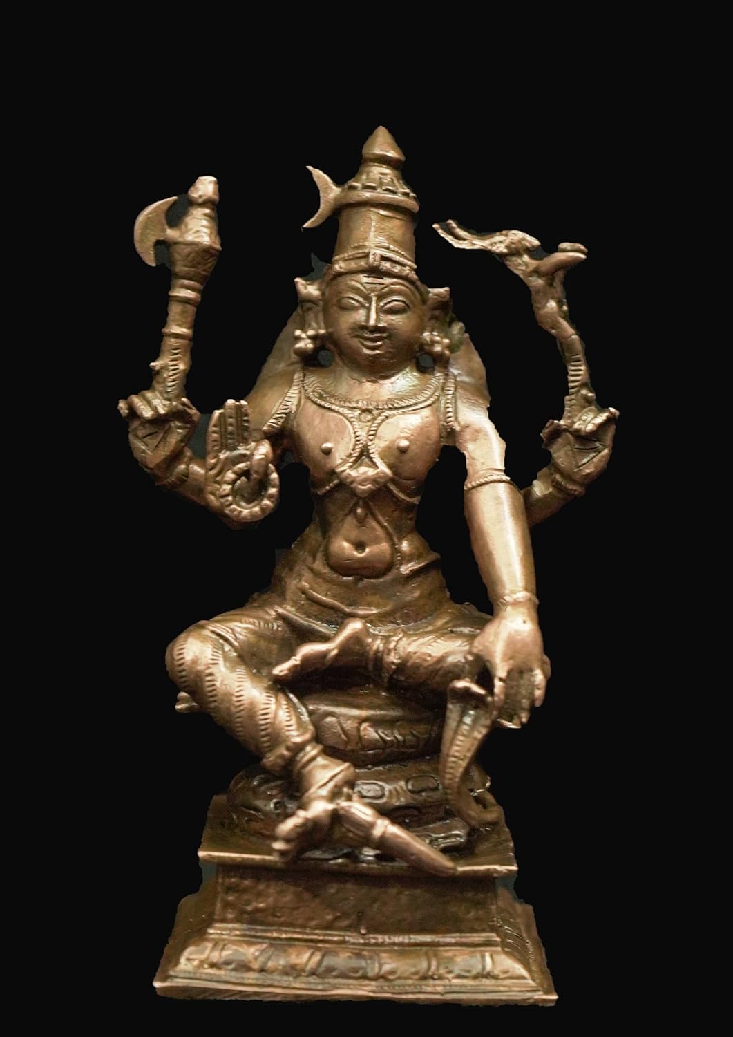 Brownish-Orange Copper Idols Of God Lord Shiva, With Nandi Idol, 3.7 Inch, 470, Patina Antique Finish, Pack Of 1 Piece
