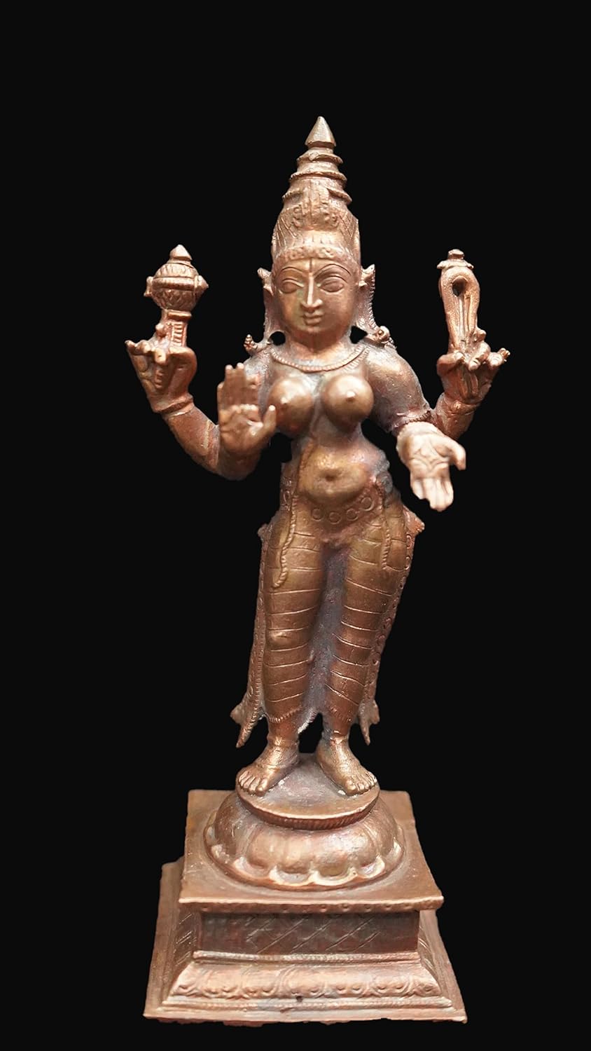 Brown Copper Idols Of Bhuvaneshwari, 5.2 Inches, Handmade 416G, Pack Of 1 Piece
