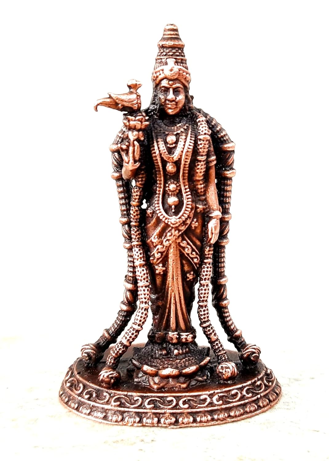 Brownish-Orange Copper Idols India 2.9 Inches, Handmade Meenakshi Devi Idol, 60G, Patina Antique Finish, Pack Of 1 Piece