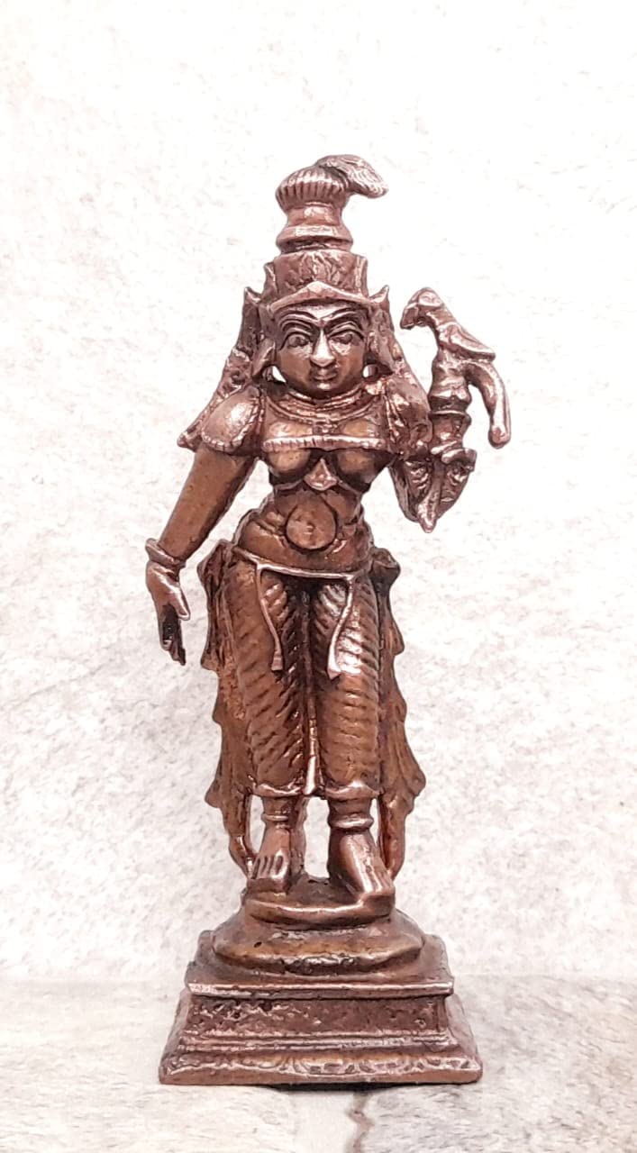 Brownish-Orange Copper Idols Of God Andal By Searchers Paradise, 9.4 Cm, 155 G, Patina Antique Finish, Pack Of 1 Piece