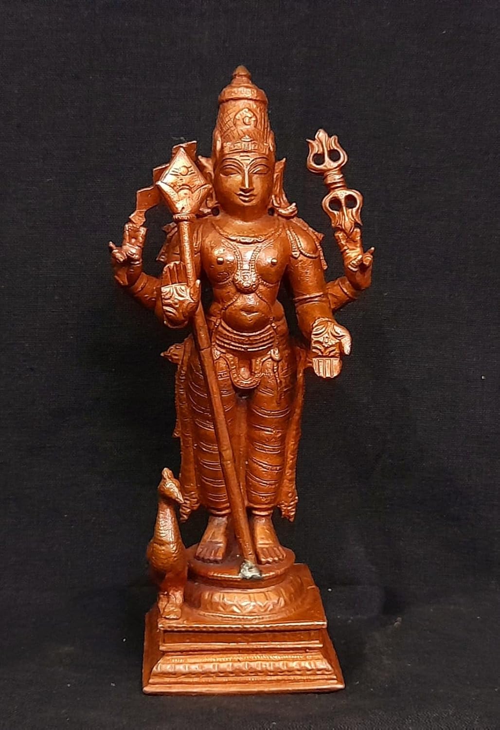 Brownish-Orange Copper Idols Of God Murugar By Searchers Paradise, 6.2 Inches, 780G, Patina Antique Finish, Pack Of 1 Piece